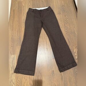 Women’s Brown Wool Blend Dress Pants Slim Fit Tailored Career wide leg M